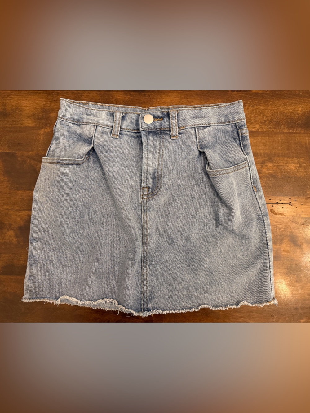GB girls Light Blue Denim Mini Skirt with Frayed Hem